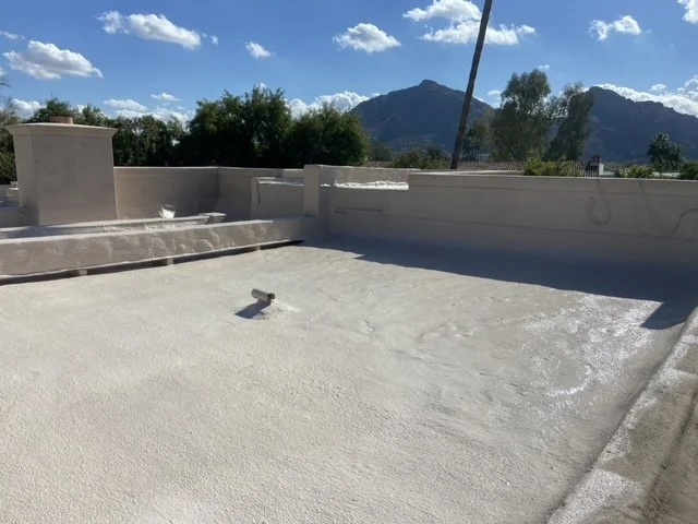 The same flat roof after repair, smooth and sealed